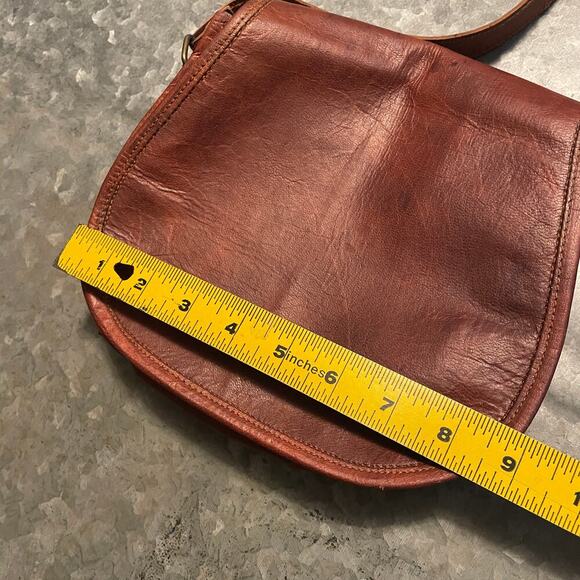 Vintage Brown Genuine Waxed Leather Crossbody Purse Shoulder Bag Handmade Retro - Picture 12 of 15